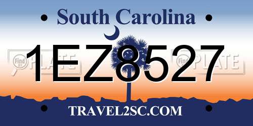 1EZ8527 South Carolina License Plate