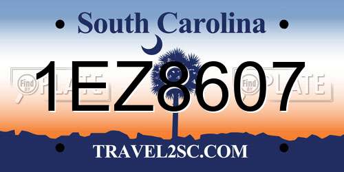 1EZ8607 South Carolina License Plate