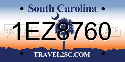 1EZ8760 South Carolina License Plate