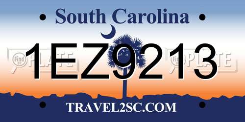 1EZ9213 South Carolina License Plate