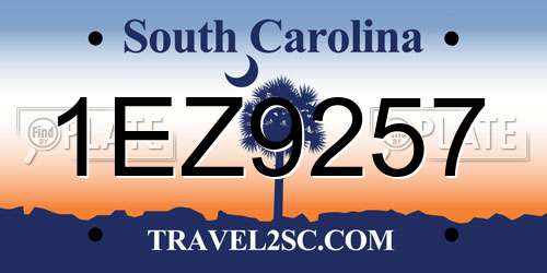 1EZ9257 South Carolina License Plate