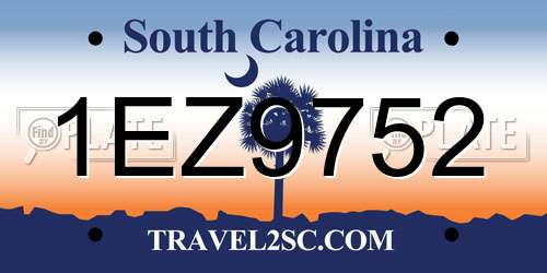 1EZ9752 South Carolina License Plate