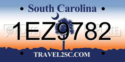 1EZ9782 South Carolina License Plate