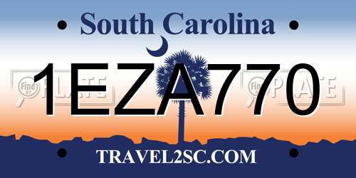 1EZA770 South Carolina License Plate