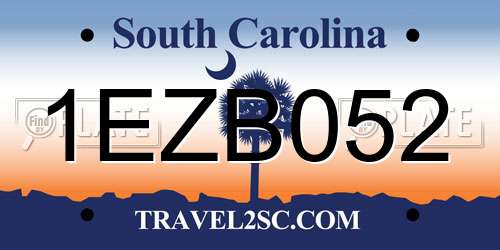1EZB052 South Carolina License Plate