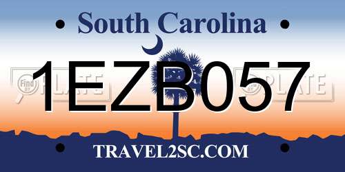 1EZB057 South Carolina License Plate