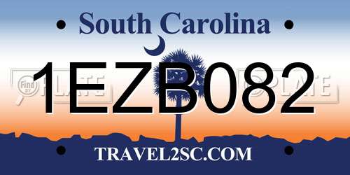 1EZB082 South Carolina License Plate
