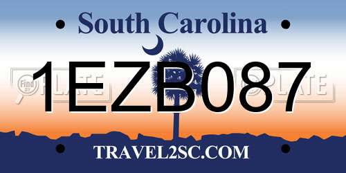 1EZB087 South Carolina License Plate