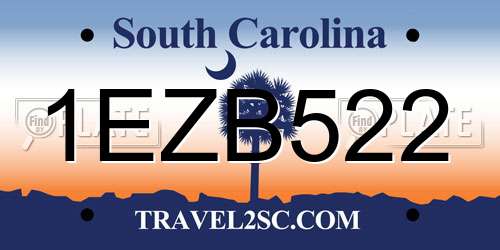 1EZB522 South Carolina License Plate