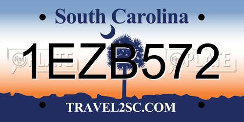 1EZB572 South Carolina License Plate