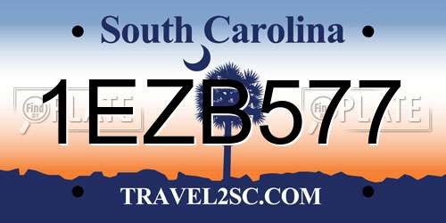 1EZB577 South Carolina License Plate