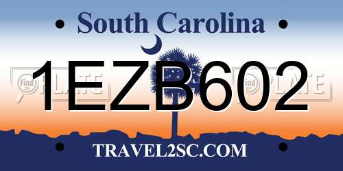 1EZB602 South Carolina License Plate