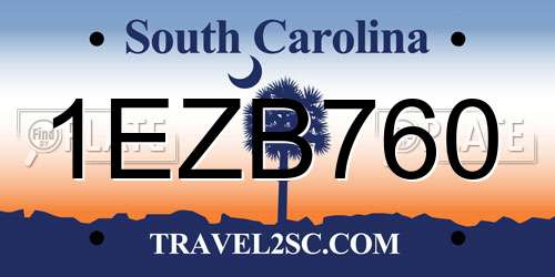 1EZB760 South Carolina License Plate