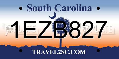 1EZB827 South Carolina License Plate