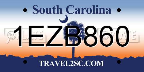 1EZB860 South Carolina License Plate