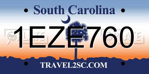 1EZE760 South Carolina License Plate