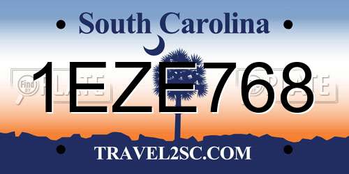1EZE768 South Carolina License Plate