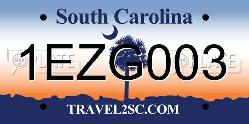 1EZG003 South Carolina License Plate