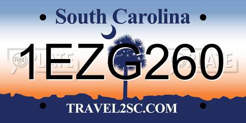 1EZG260 South Carolina License Plate