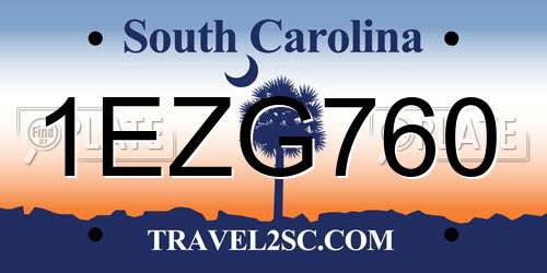 1EZG760 South Carolina License Plate