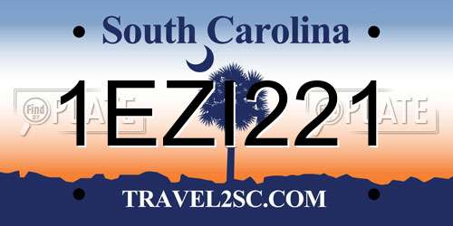 1EZI221 South Carolina License Plate