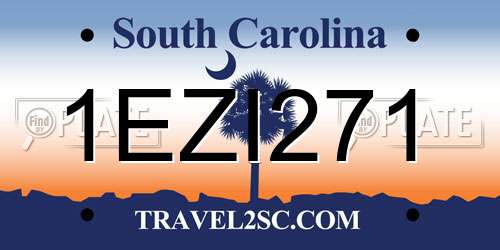 1EZI271 South Carolina License Plate