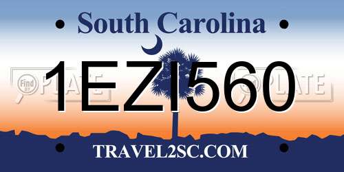1EZI560 South Carolina License Plate