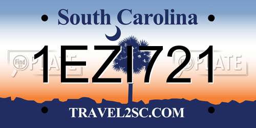 1EZI721 South Carolina License Plate