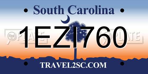 1EZI760 South Carolina License Plate