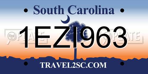 1EZI963 South Carolina License Plate