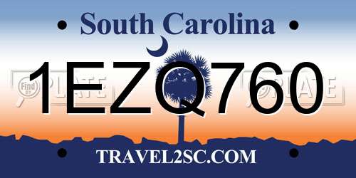 1EZQ760 South Carolina License Plate