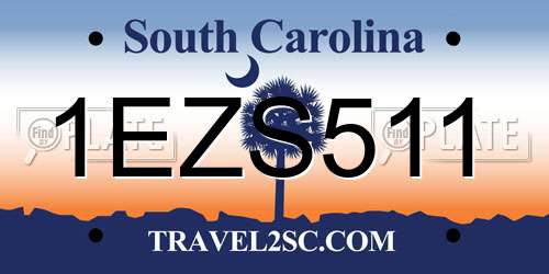 1EZS511 South Carolina License Plate