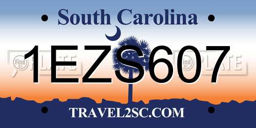 1EZS607 South Carolina License Plate