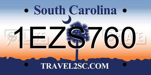 1EZS760 South Carolina License Plate