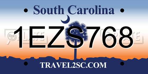 1EZS768 South Carolina License Plate