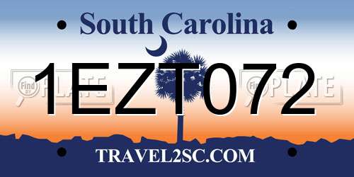 1EZT072 South Carolina License Plate