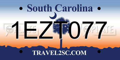 1EZT077 South Carolina License Plate