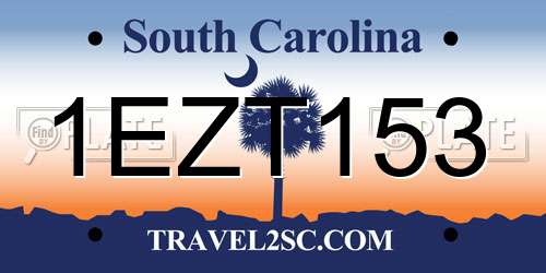1EZT153 South Carolina License Plate