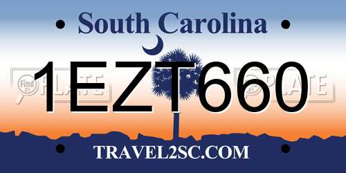1EZT660 South Carolina License Plate