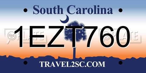 1EZT760 South Carolina License Plate