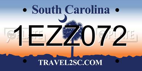 1EZZ072 South Carolina License Plate