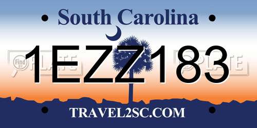1EZZ183 South Carolina License Plate