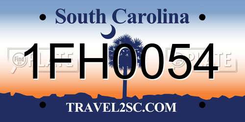 1FH0054 South Carolina License Plate