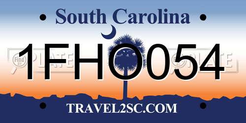 1FHO054 South Carolina License Plate