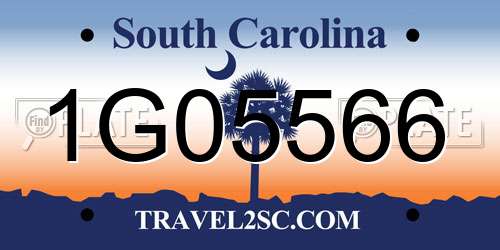 1G05566 South Carolina License Plate
