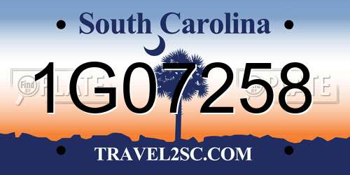 1G07258 South Carolina License Plate
