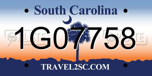 1G07758 South Carolina License Plate