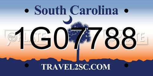 1G07788 South Carolina License Plate