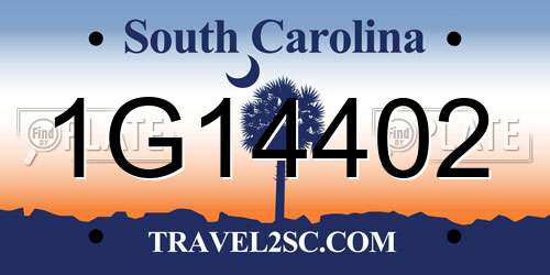 1G14402 South Carolina License Plate