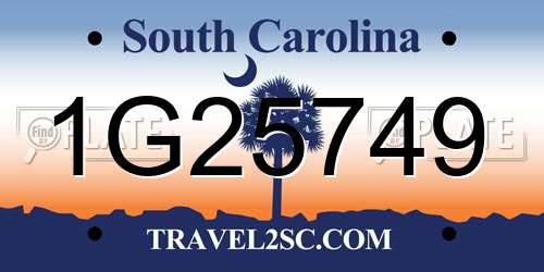 1G25749 South Carolina License Plate